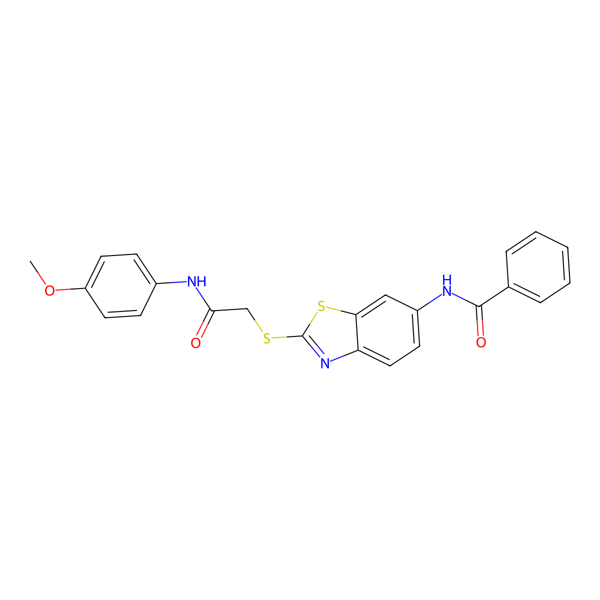 N-(2-{[2-(4-Methoxyanilino)-2-oxoethyl]sulfanyl}-1,3-benzothiazol-6-yl)benzamide molecular structure, CAS 6008-65-7