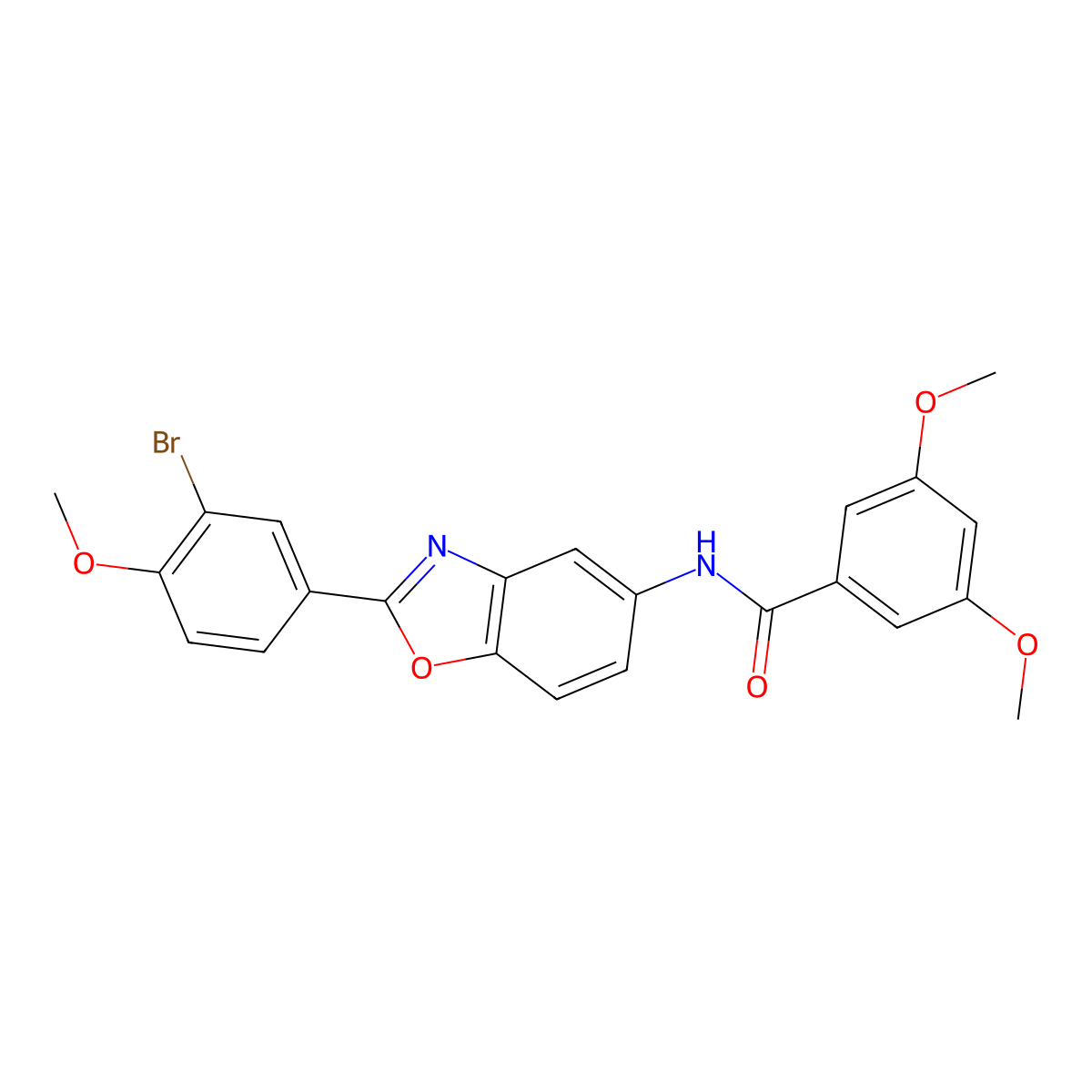 N-[2-(3-bromo-4-methoxyphenyl)-1,3-benzoxazol-5-yl]-3,5-dimethoxybenzamide molecular structure, CAS 6008-98-6
