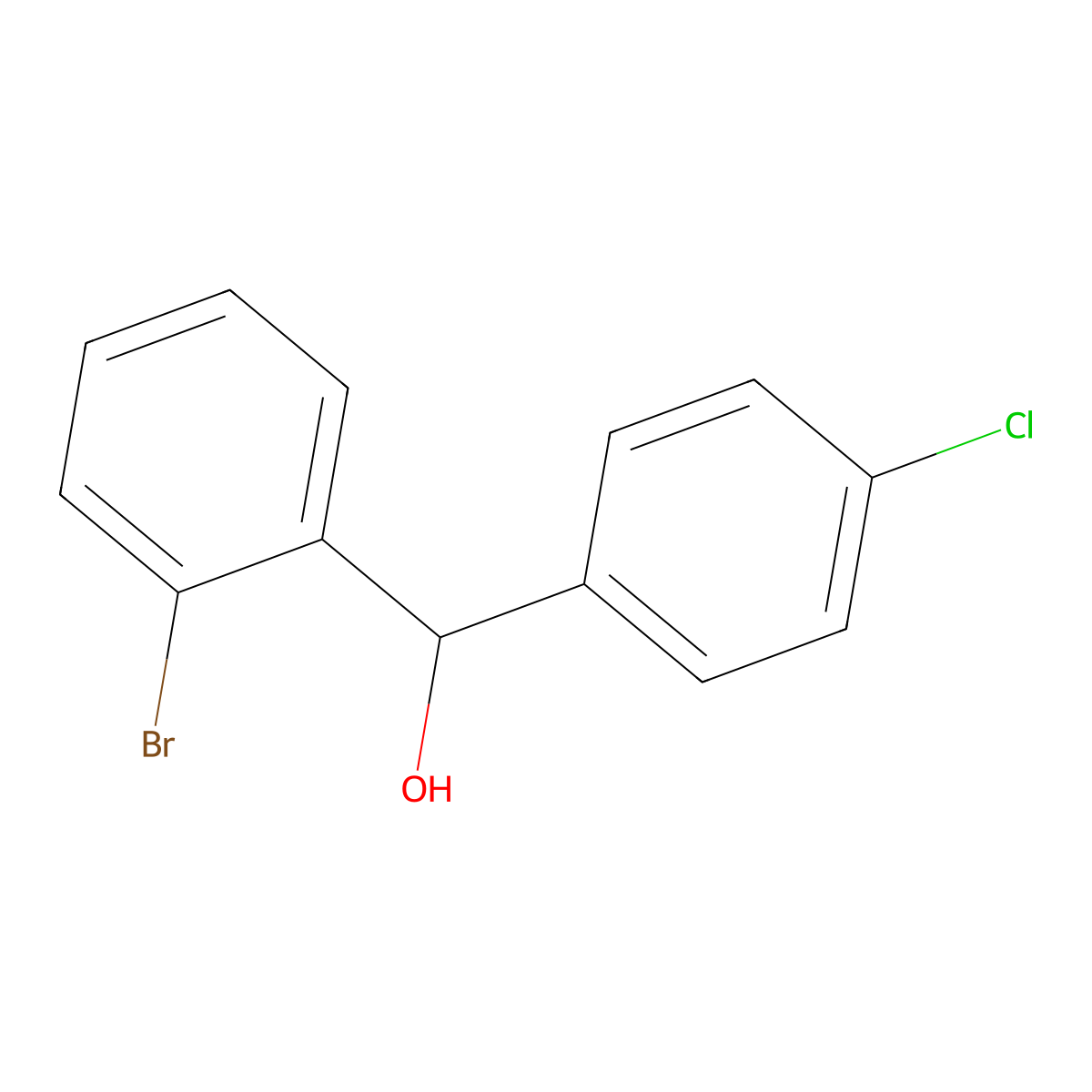 (2-Bromophenyl)(4-chlorophenyl)methanol molecular structure, CAS 60081-00-7