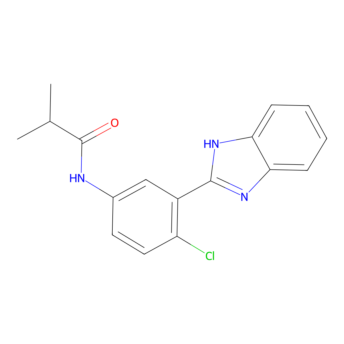 N-[3-(1H-benzimidazol-2-yl)-4-chlorophenyl]-2-methylpropanamide molecular structure, CAS 6009-32-1