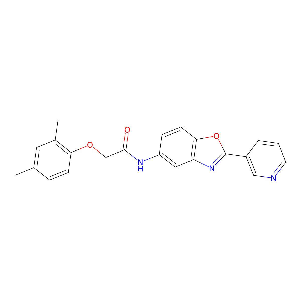 2-(2,4-dimethylphenoxy)-N-[2-(pyridin-3-yl)-1,3-benzoxazol-5-yl]acetamide molecular structure, CAS 6009-45-6