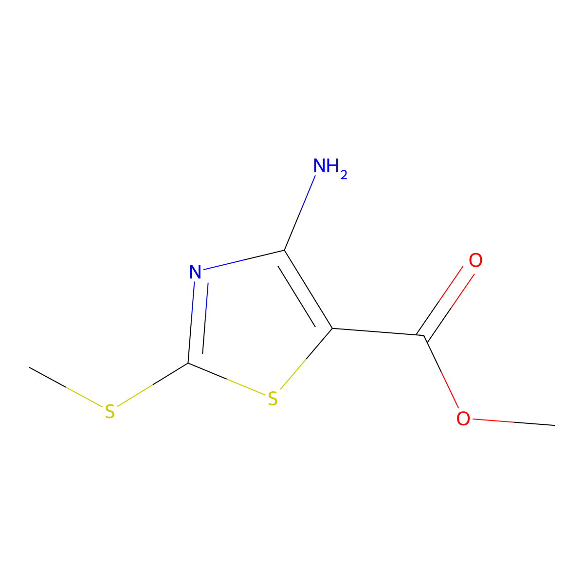 Methyl 4-amino-2-(methylsulfanyl)-1,3-thiazole-5-carboxylate molecular structure, CAS 60093-05-2