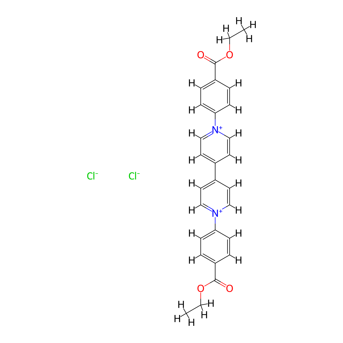 1,1'-Bis(4-(ethoxycarbonyl)phenyl)-[4,4'-bipyridine]-1,1'-diium chloride molecular structure, CAS 60095-60-5