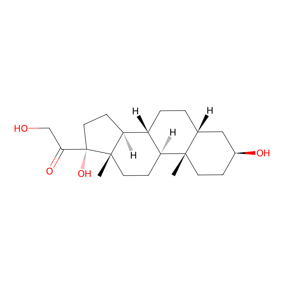3beta,17,21-Trihydroxy-5beta-pregnan-20-one molecular structure, CAS 601-03-6