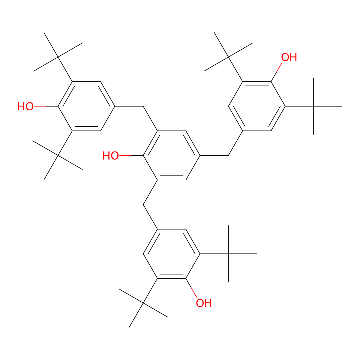 2,4,6-Tri(3,5-di-tert-butyl-4-hydroxybenzyl)phenol molecular structure, CAS 6010-34-0