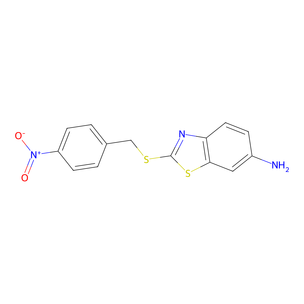 2-{[(4-Nitrophenyl)methyl]sulfanyl}-1,3-benzothiazol-6-amine molecular structure, CAS 6010-55-5