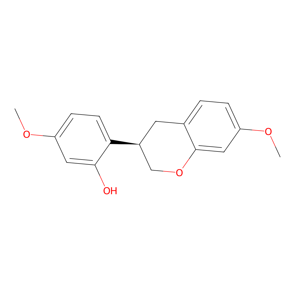 5-methoxy-2-[(3R)-7-methoxy-3,4-dihydro-2H-1-benzopyran-3-yl]phenol molecular structure, CAS 60102-29-6