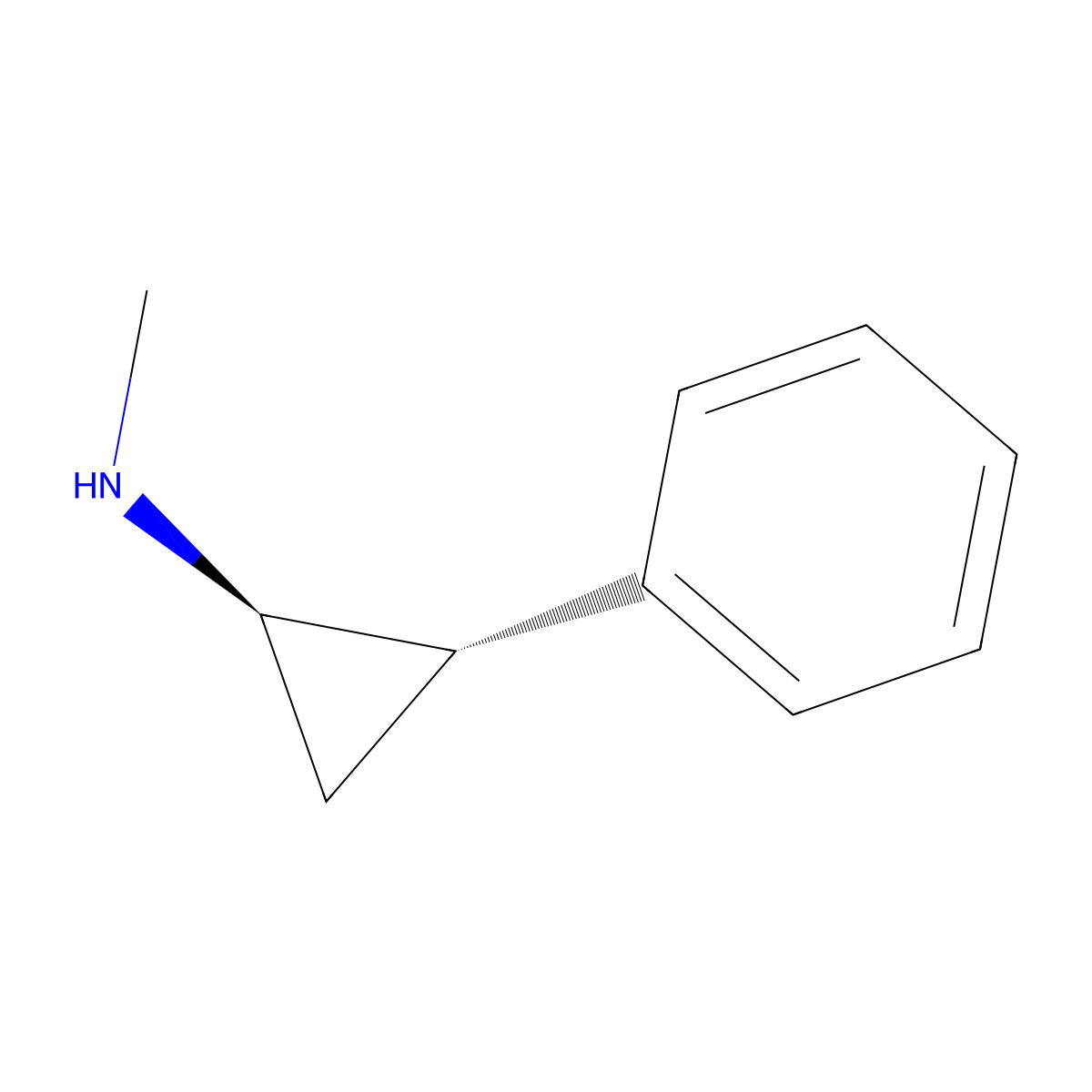 Rac-(1r,2s)-n-methyl-2-phenylcyclopropan-1-amine molecular structure, CAS 60106-90-3
