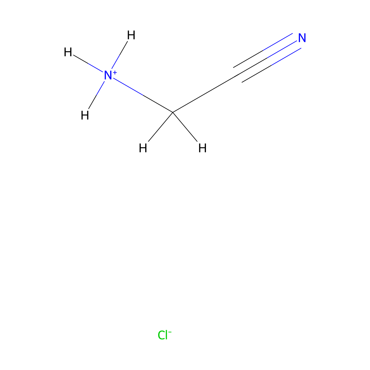 2-Aminoethanenitrile, chloride molecular structure, CAS 6011-14-9