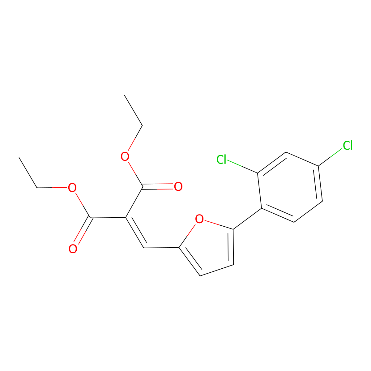 Diethyl {[5-(2,4-dichlorophenyl)-2-furyl]methylene}malonate molecular structure, CAS 6011-33-2