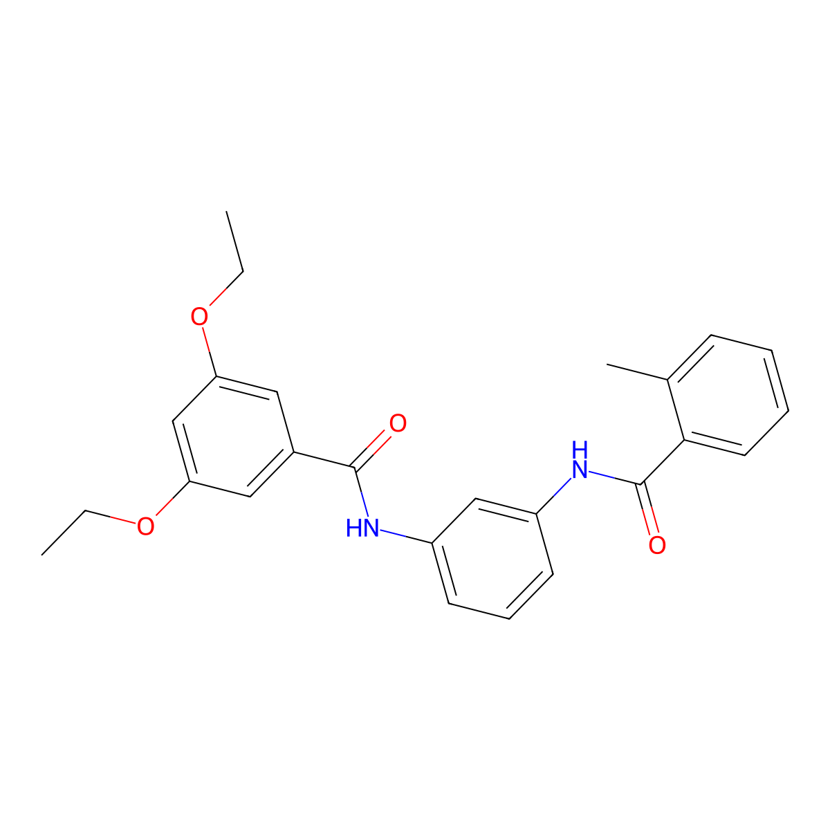3,5-diethoxy-N-{3-[(2-methylbenzoyl)amino]phenyl}benzamide molecular structure, CAS 6011-34-3