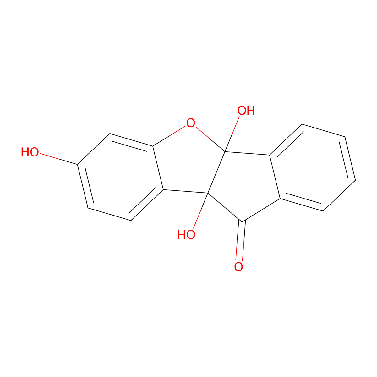 4b,9b-Dihydro-4b,7,9b-trihydroxy-10H-benz[b]indeno[2,1-d]furan-10-one molecular structure, CAS 60117-45-5