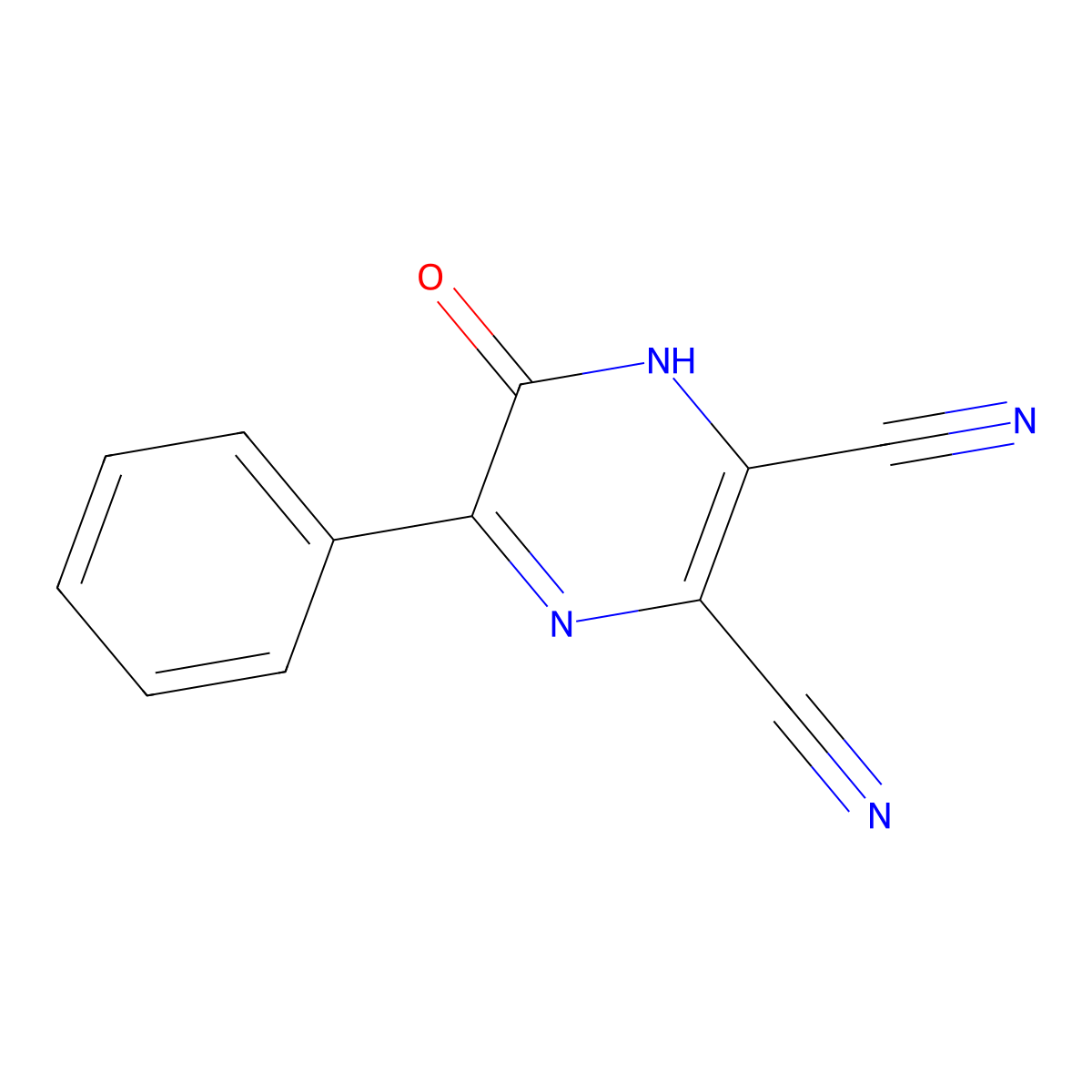 6-Oxo-5-phenyl-1,6-dihydropyrazine-2,3-dicarbonitrile molecular structure, CAS 60117-84-2