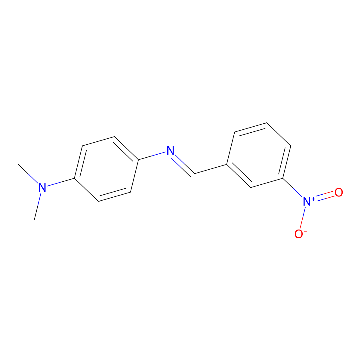 1,4-Benzenediamine, N,N-dimethyl-N'-[(3-nitrophenyl)methylene]- molecular structure, CAS 60125-35-1