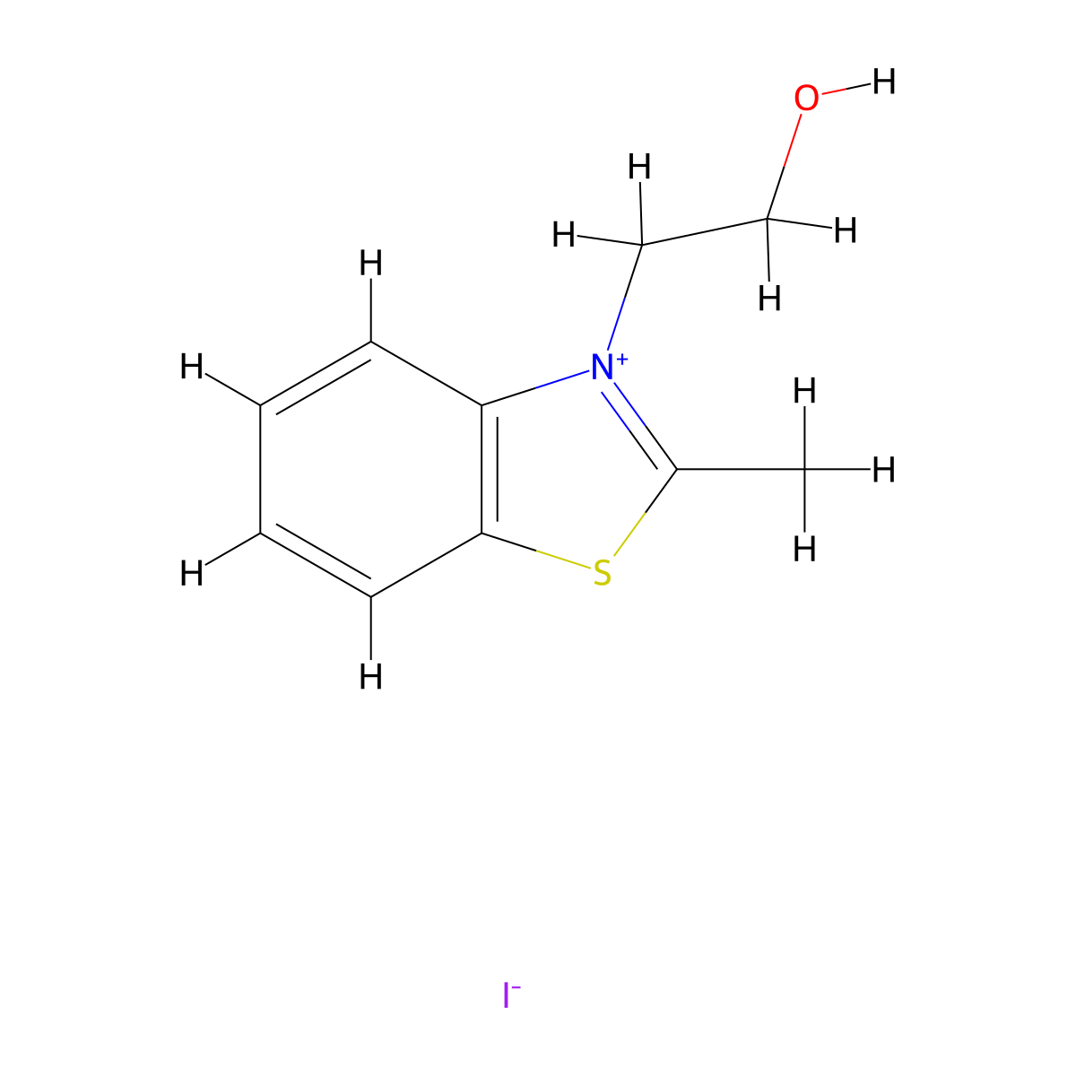 3-(2-Hydroxyethyl)-2-methyl-1,3-benzothiazol-3-ium iodide molecular structure, CAS 60126-30-9