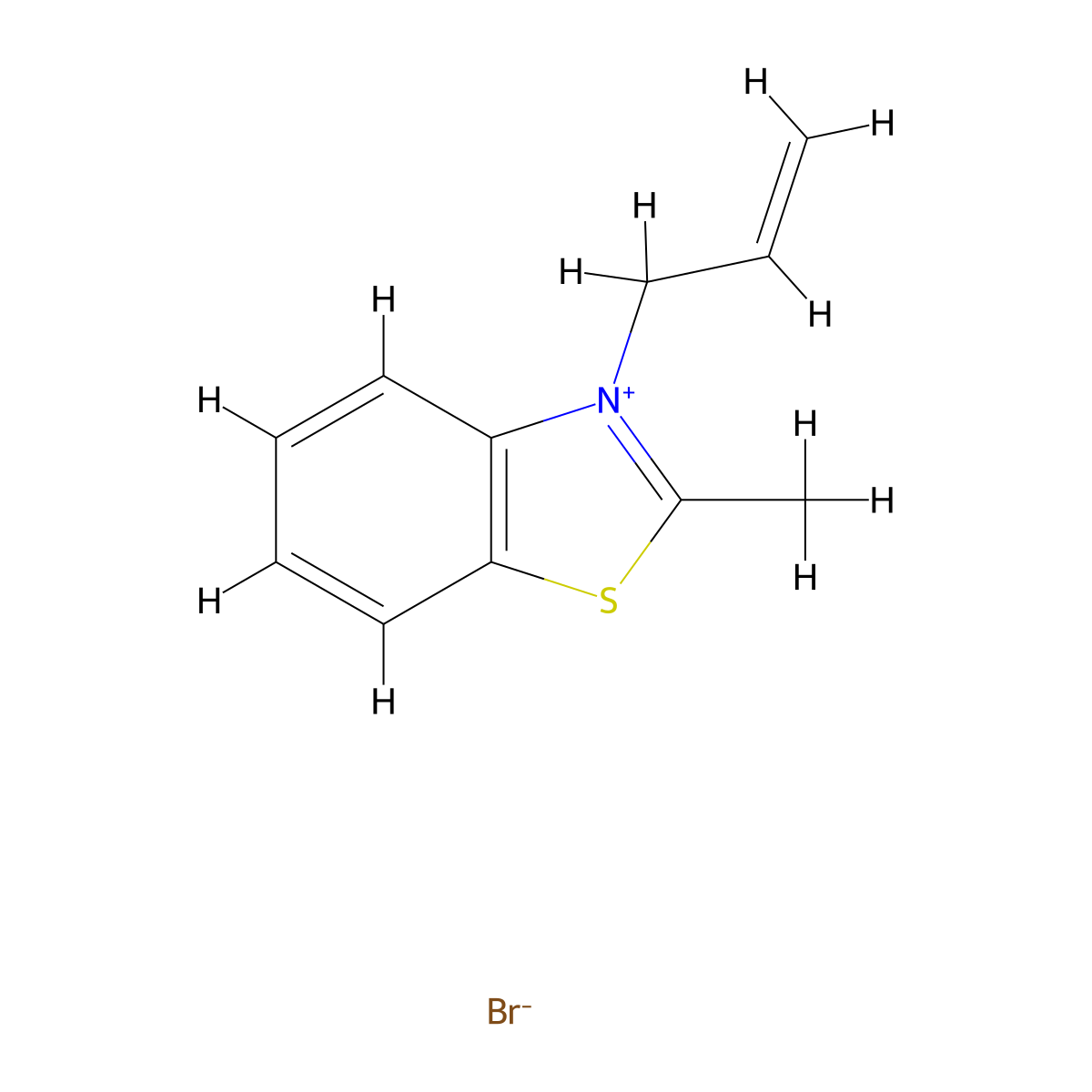 2-Methyl-3-prop-2-enylbenzothiazole bromide molecular structure, CAS 60126-31-0