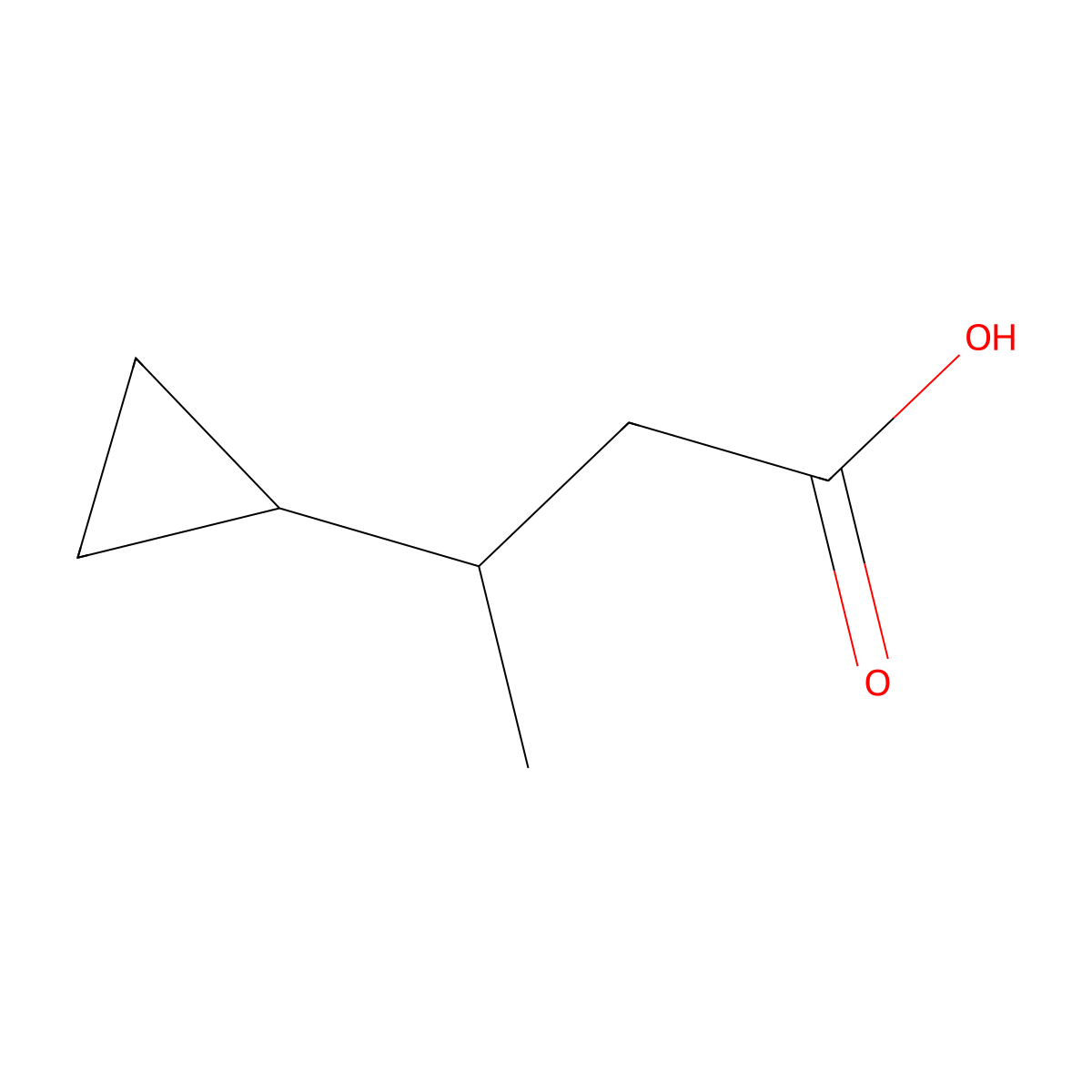 3-Cyclopropylbutanoic acid molecular structure, CAS 60129-31-9