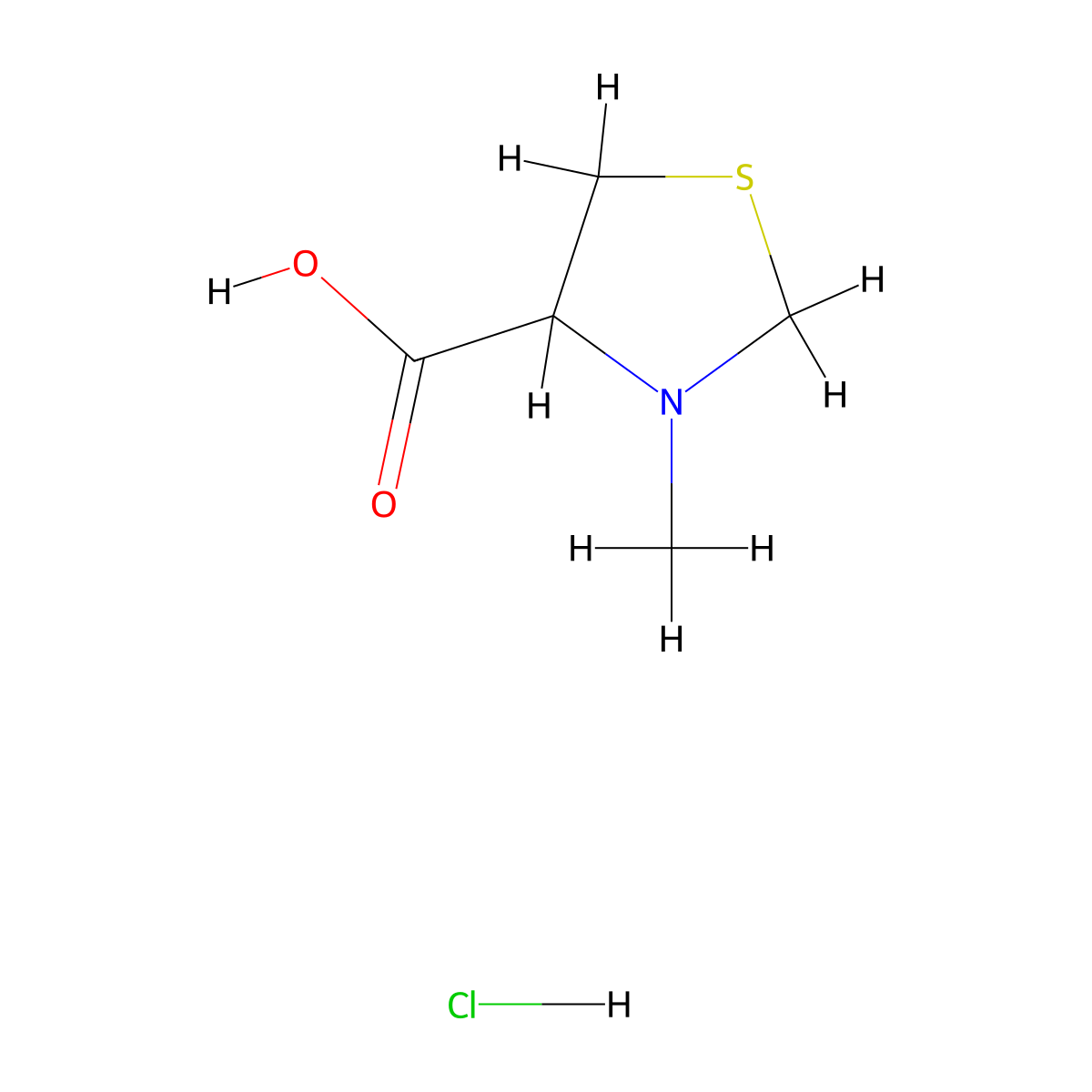 3-Methyl-1,3-thiazolidine-4-carboxylic acid--hydrogen chloride (1/1) molecular structure, CAS 60129-40-0