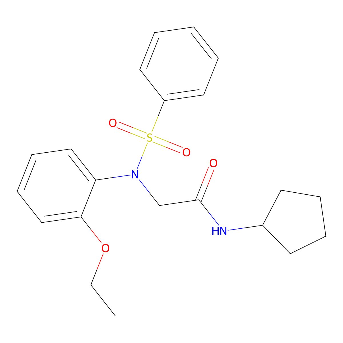 2-[N-(benzenesulfonyl)-2-ethoxyanilino]-N-cyclopentylacetamide molecular structure, CAS 6013-47-4