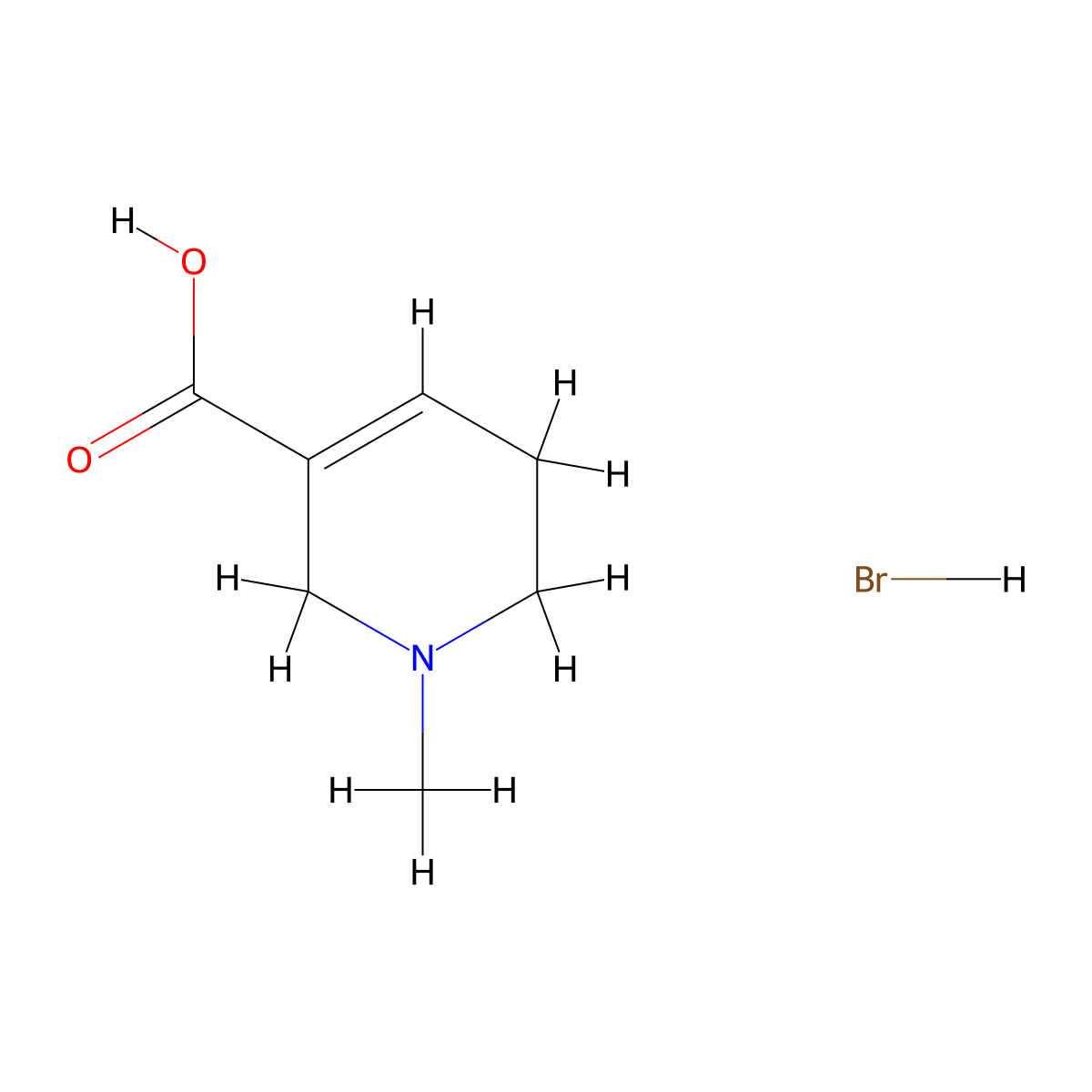 Arecaidine hydrobromide molecular structure, CAS 6013-57-6