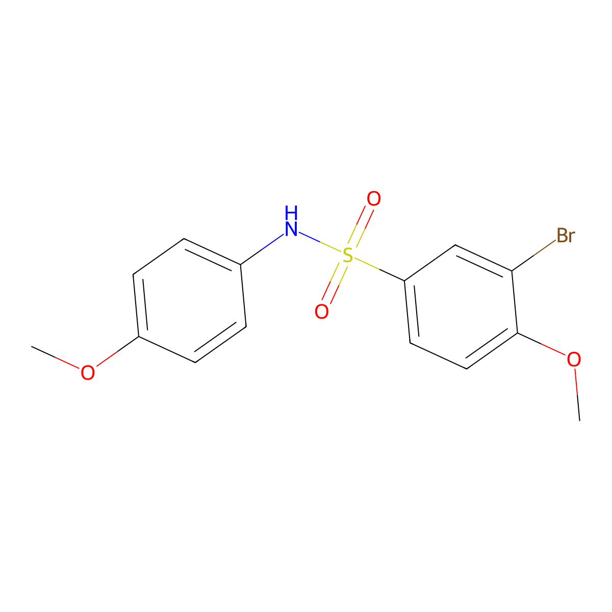3-bromo-4-methoxy-N-(4-methoxyphenyl)benzenesulfonamide molecular structure, CAS 6013-70-3