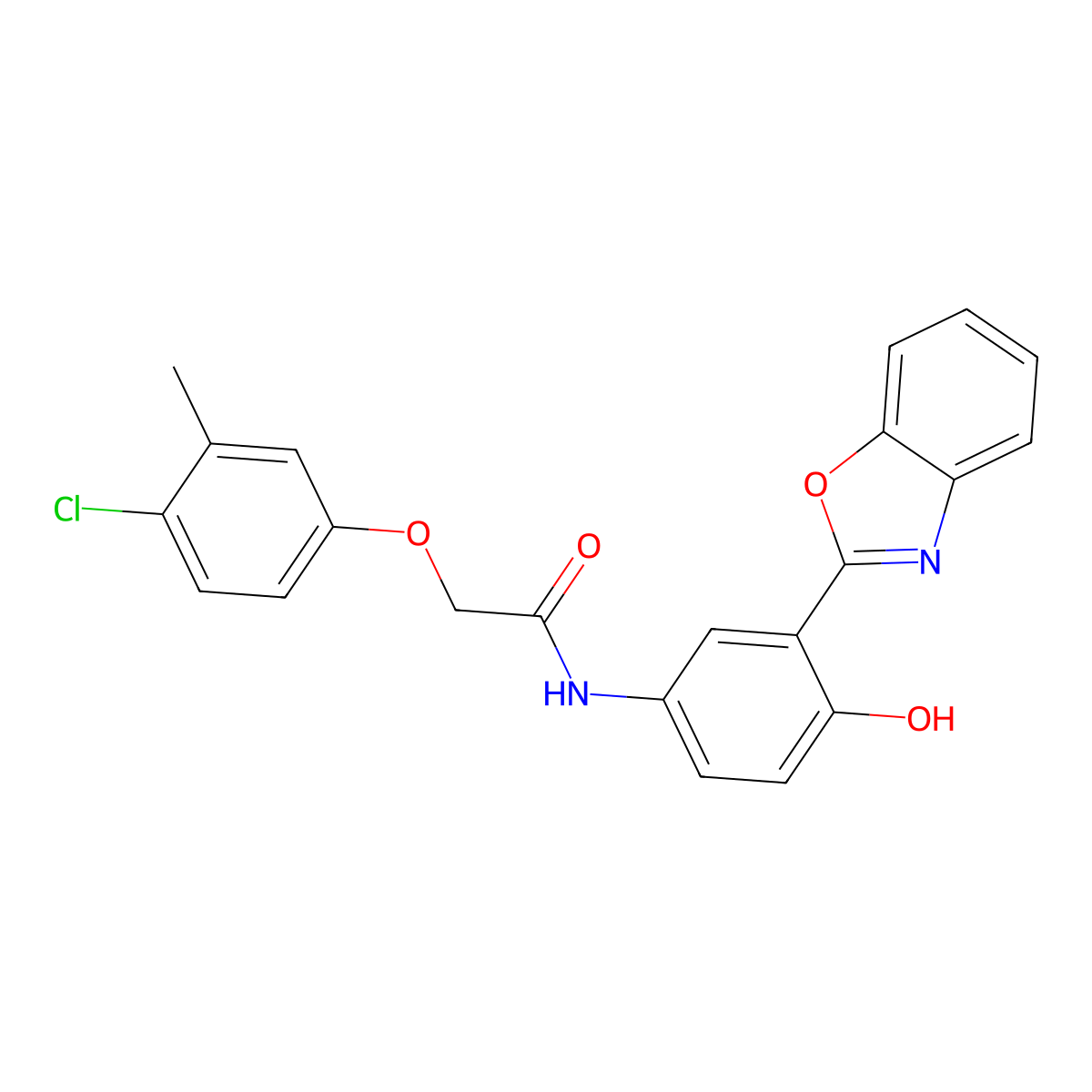 N-[3-(1,3-benzoxazol-2-yl)-4-hydroxyphenyl]-2-(4-chloro-3-methylphenoxy)acetamide molecular structure, CAS 6013-75-8