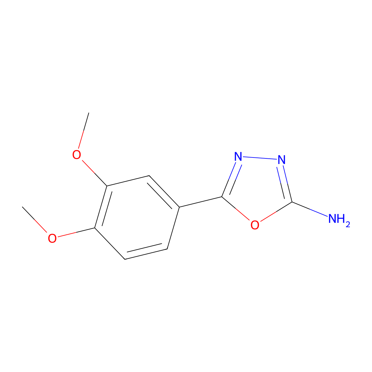 5-(3,4-Dimethoxyphenyl)-1,3,4-oxadiazol-2-amine molecular structure, CAS 60135-71-9