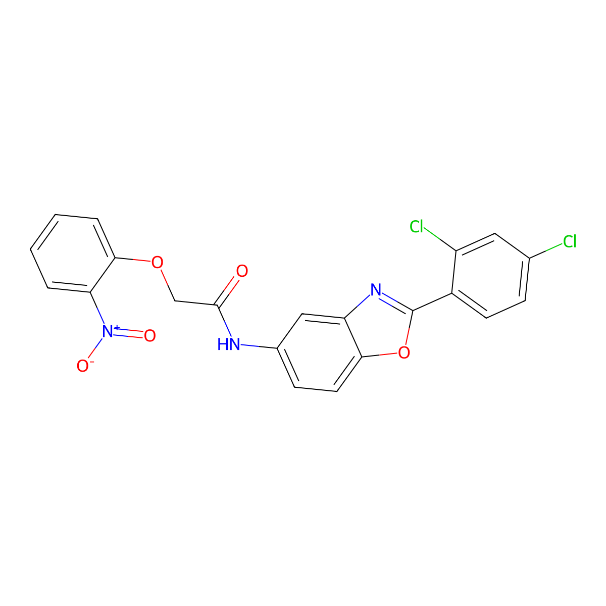 N-[2-(2,4-dichlorophenyl)-1,3-benzoxazol-5-yl]-2-(2-nitrophenoxy)acetamide molecular structure, CAS 6014-00-2