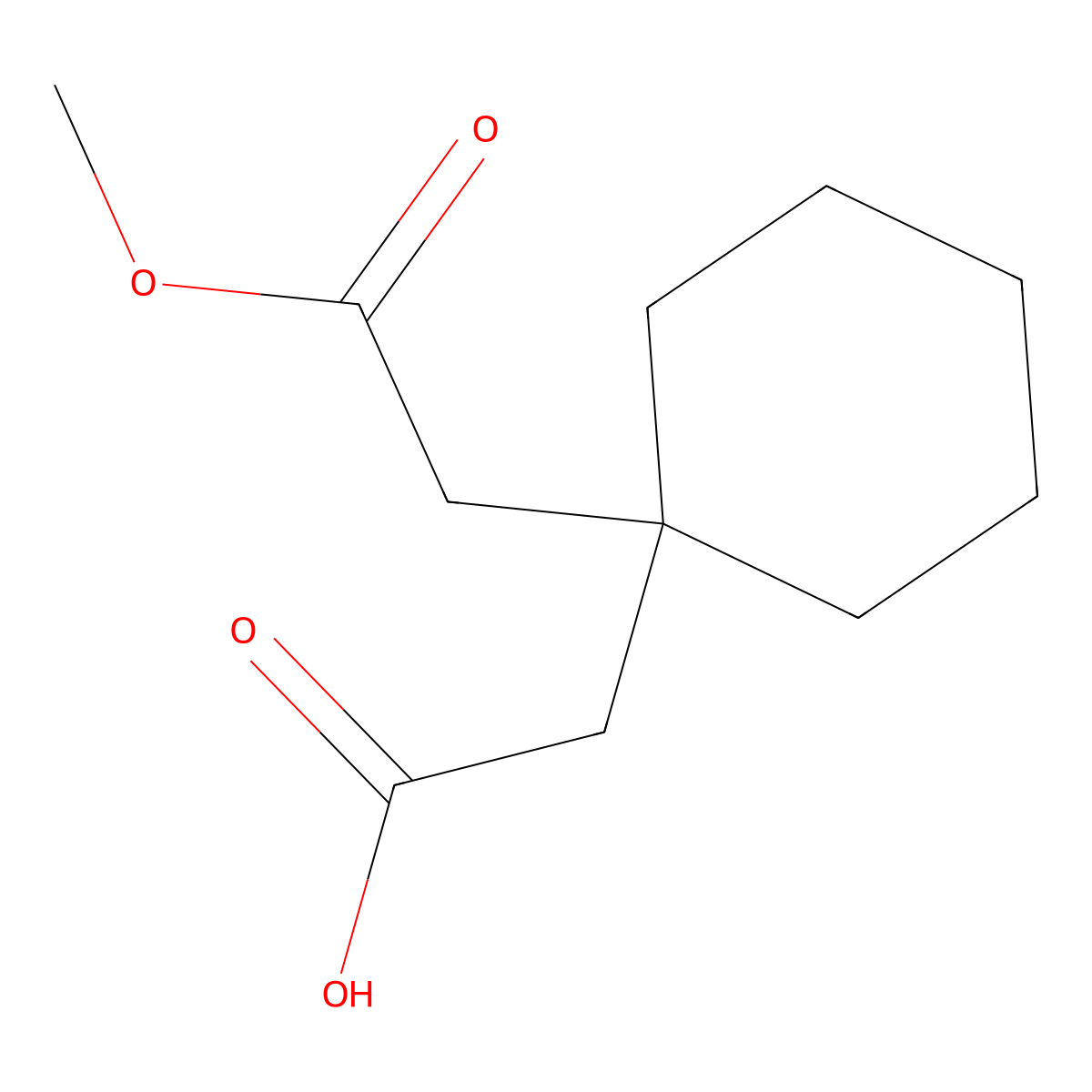 1,1-Cyclohexanediacetic acid mono methyl ester molecular structure, CAS 60142-94-1