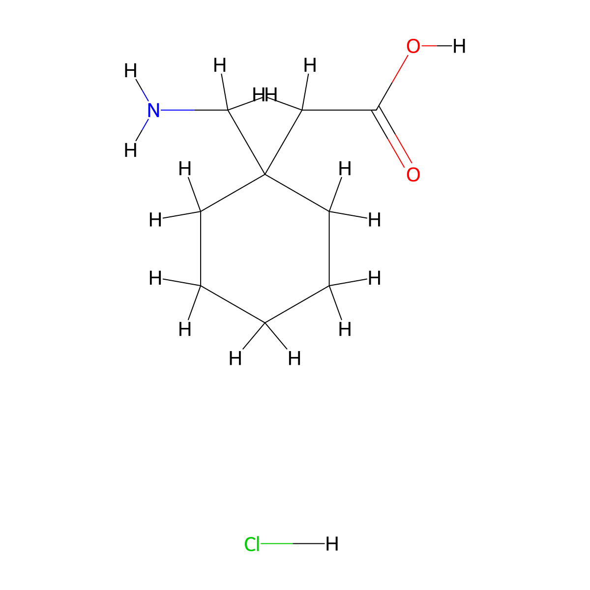 Gabapentin hydrochloride molecular structure, CAS 60142-95-2