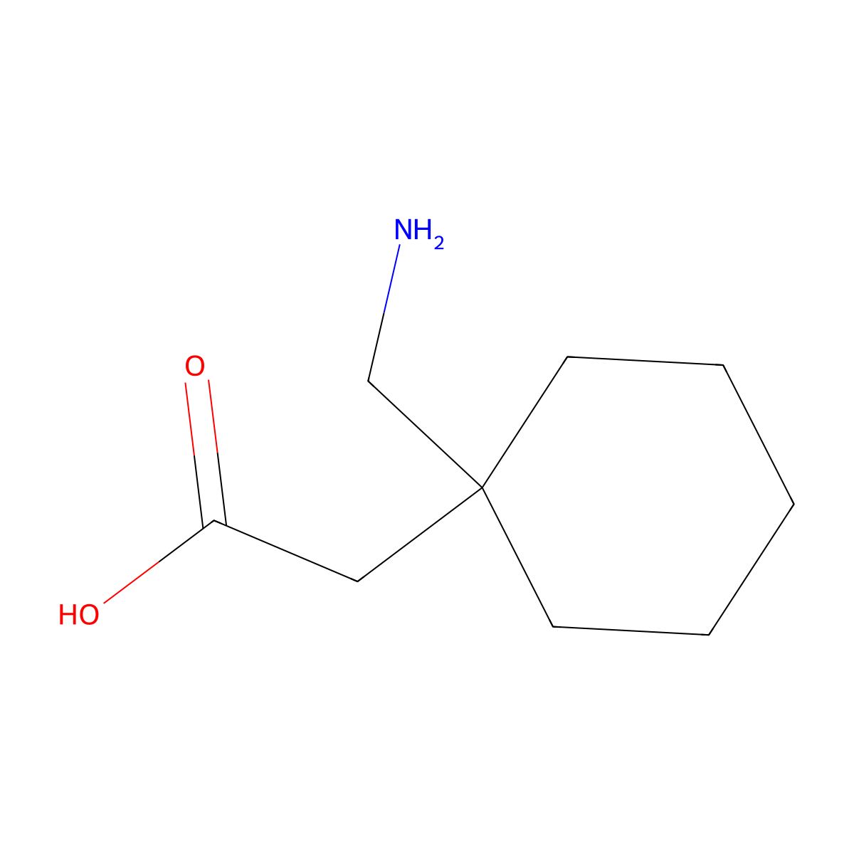 Gabapentin molecular structure, CAS 60142-96-3