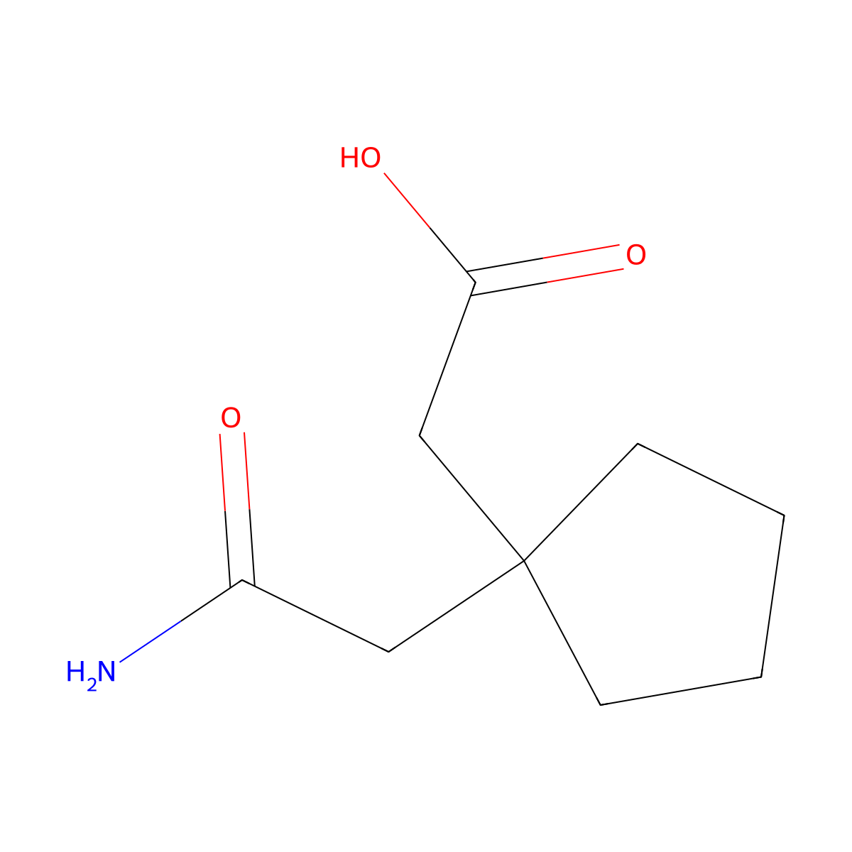2-(1-(2-Amino-2-oxoethyl)cyclopentyl)acetic acid molecular structure, CAS 60143-00-2