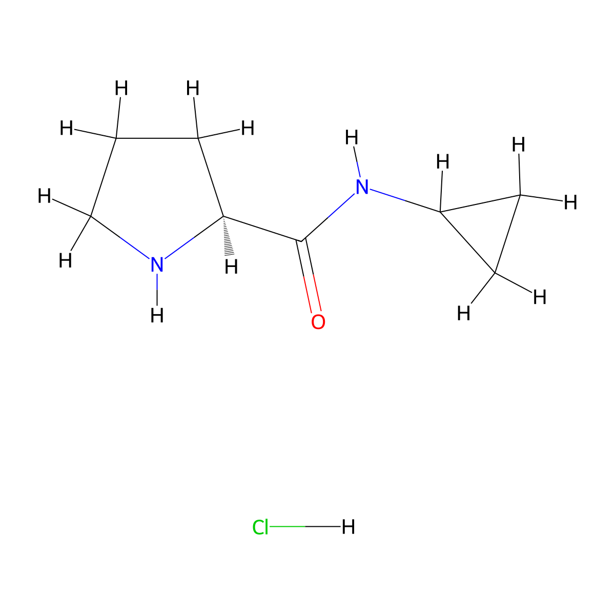 (S)-N-cyclopropylpyrrolidine-2-carboxamide hydrochloride molecular structure, CAS 60143-28-4