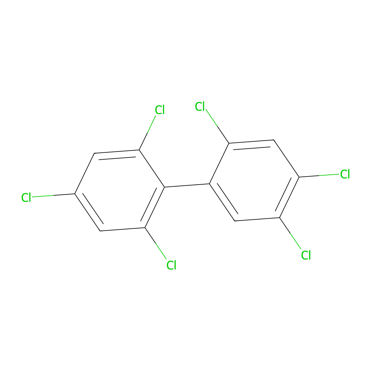 2,2',4,4',5,6'-Hexachlorobiphenyl molecular structure, CAS 60145-22-4
