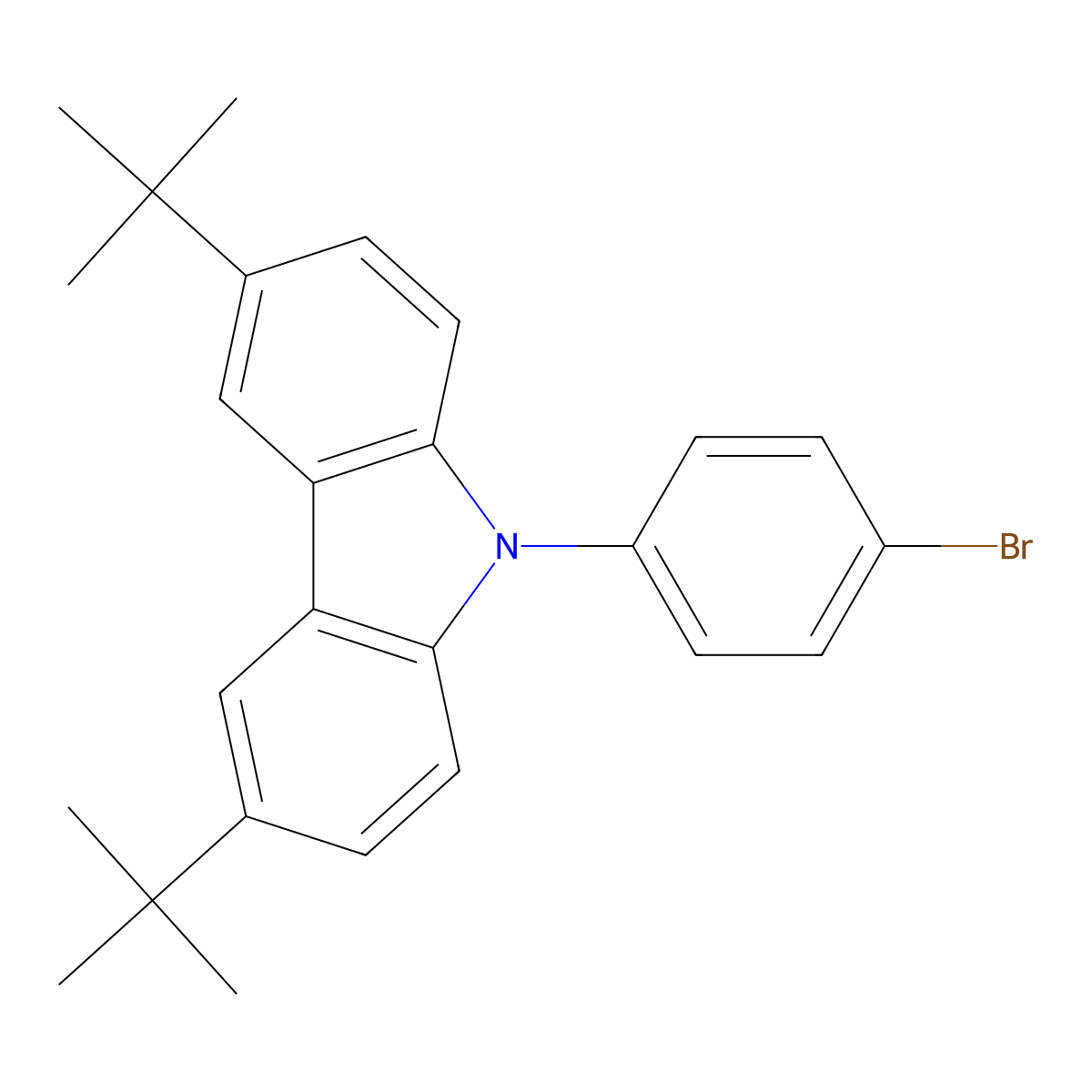 (9-(4-Bromophenyl))-3,6-di-tert-butyyl-9H-carbazole molecular structure, CAS 601454-33-5