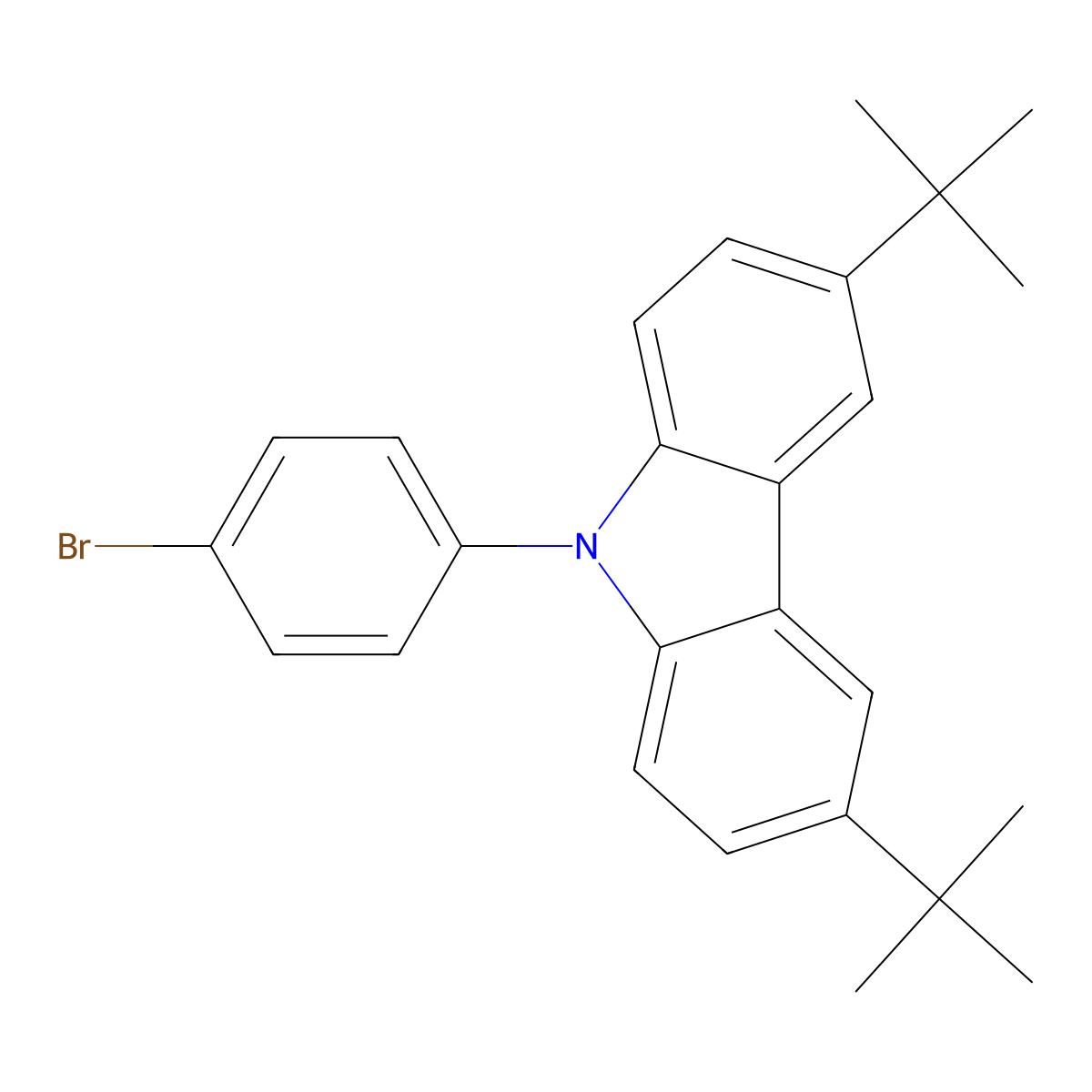 (9-(4-Bromophenyl))-3,6-di-tert-butyyl-9H-carbazole molecular structure, CAS 601454-33-5