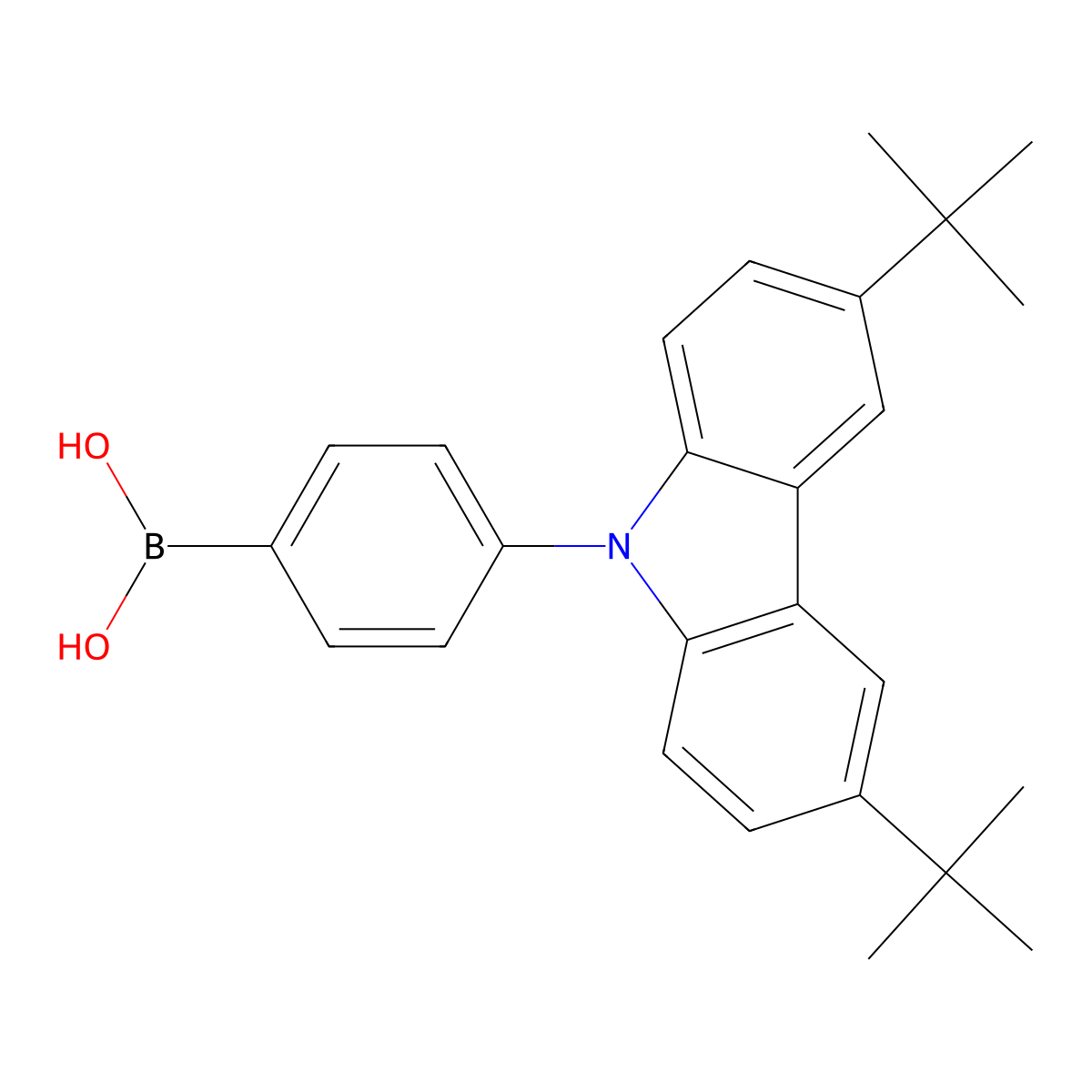 (4-(3,6-Di-tert-butyl-9h-carbazol-9-yl)phenyl)boronic acid molecular structure, CAS 601454-35-7