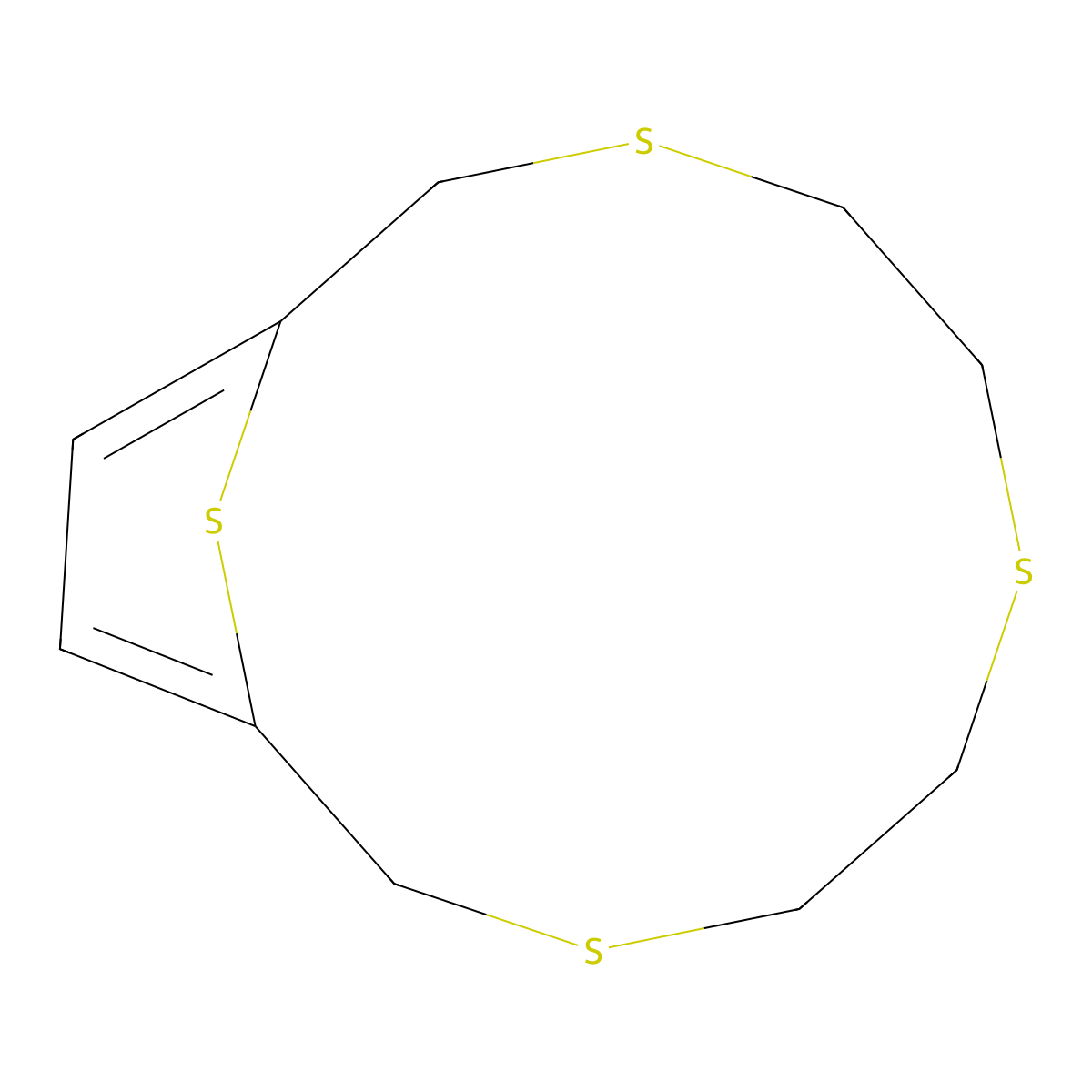 3,6,9,14-Tetrathiabicyclo(9.2.1)tetradeca-1(13),11-diene molecular structure, CAS 60147-18-4