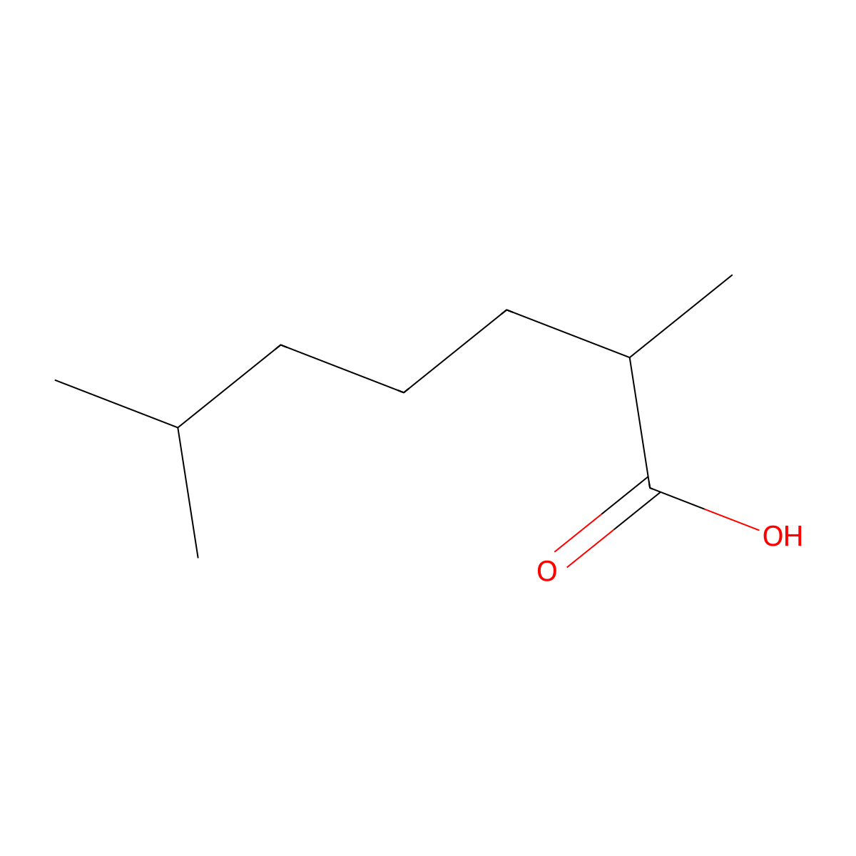 2,6-Dimethylheptanoic acid molecular structure, CAS 60148-94-9
