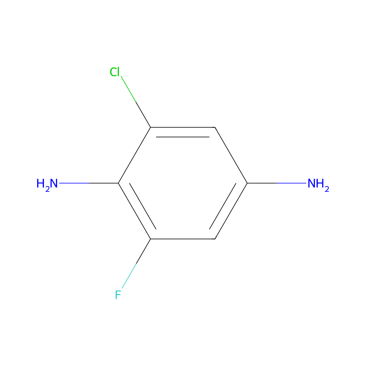 2-Chloro-6-fluorobenzene-1,4-diamine molecular structure, CAS 601493-12-3