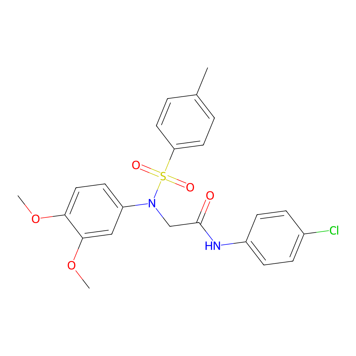 N-(4-chlorophenyl)-2-(3,4-dimethoxy-N-(4-methylphenyl)sulfonylanilino)acetamide molecular structure, CAS 6015-30-1