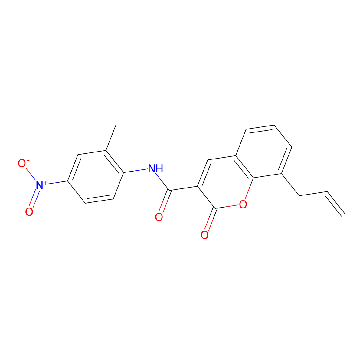 N-(2-methyl-4-nitrophenyl)-2-oxo-8-(prop-2-en-1-yl)-2H-chromene-3-carboxamide molecular structure, CAS 6015-33-4