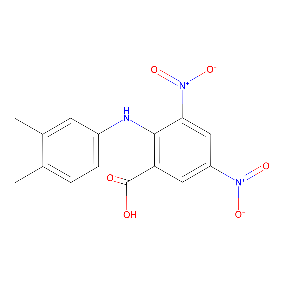 2-(3,4-Dimethylanilino)-3,5-dinitrobenzoic acid molecular structure, CAS 601502-53-8