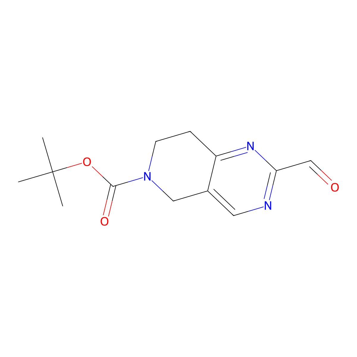 Tert-butyl 2-formyl-7,8-dihydropyrido[4,3-d]pyrimidine-6(5h)-carboxylate molecular structure, CAS 601516-17-0
