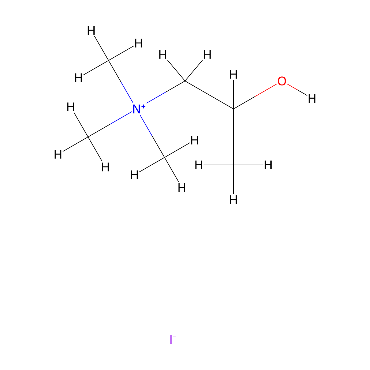 Methylcholine iodide molecular structure, CAS 60154-19-0