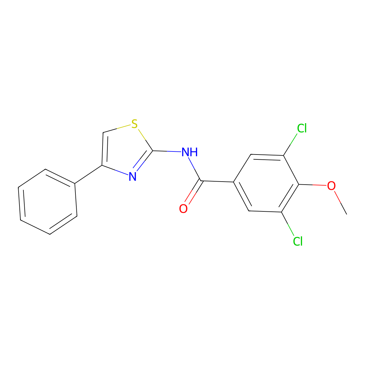 3,5-dichloro-4-methoxy-N-(4-phenyl-1,3-thiazol-2-yl)benzamide molecular structure, CAS 6016-01-9