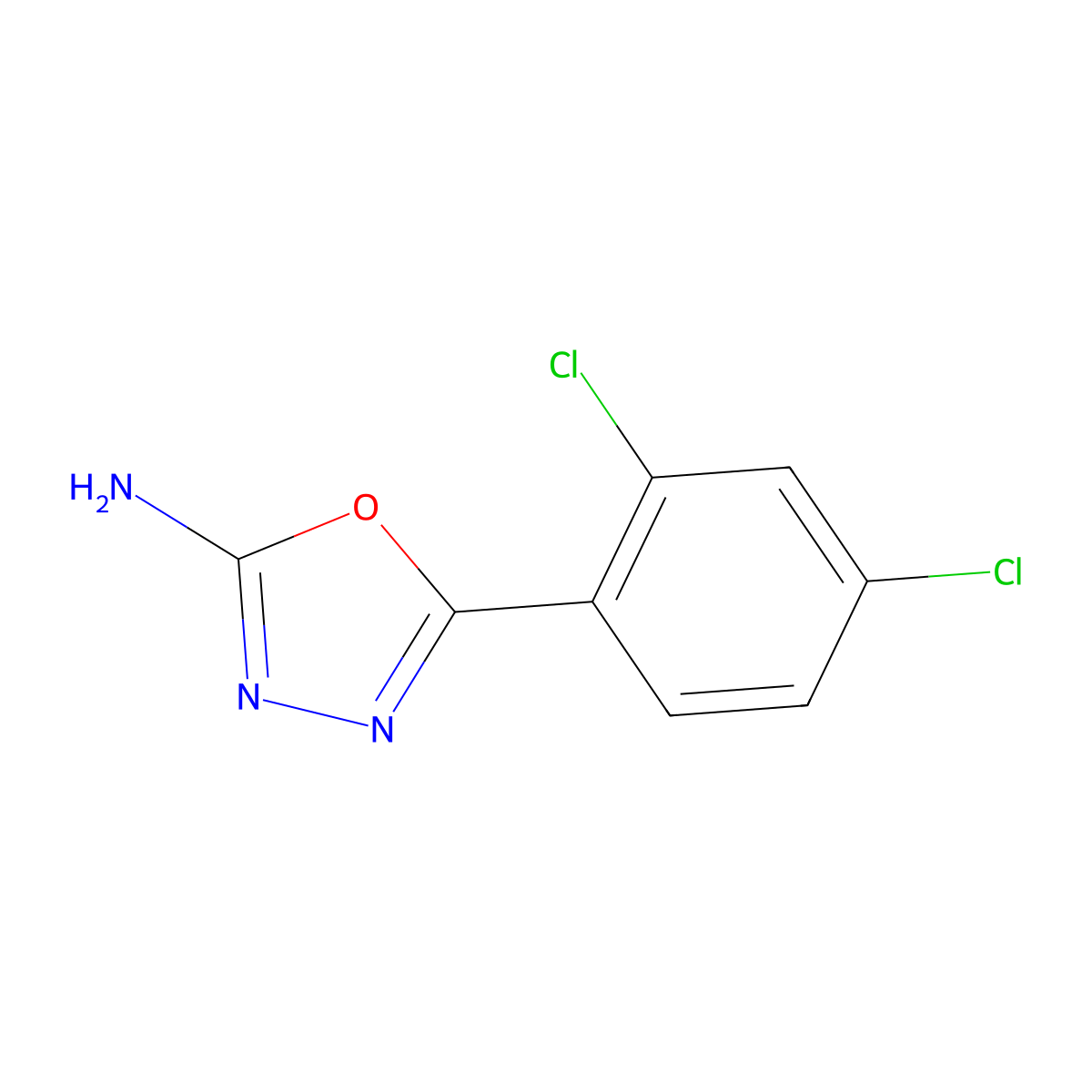 5-(2,4-Dichlorophenyl)-1,3,4-oxadiazol-2-amine molecular structure, CAS 60160-13-6