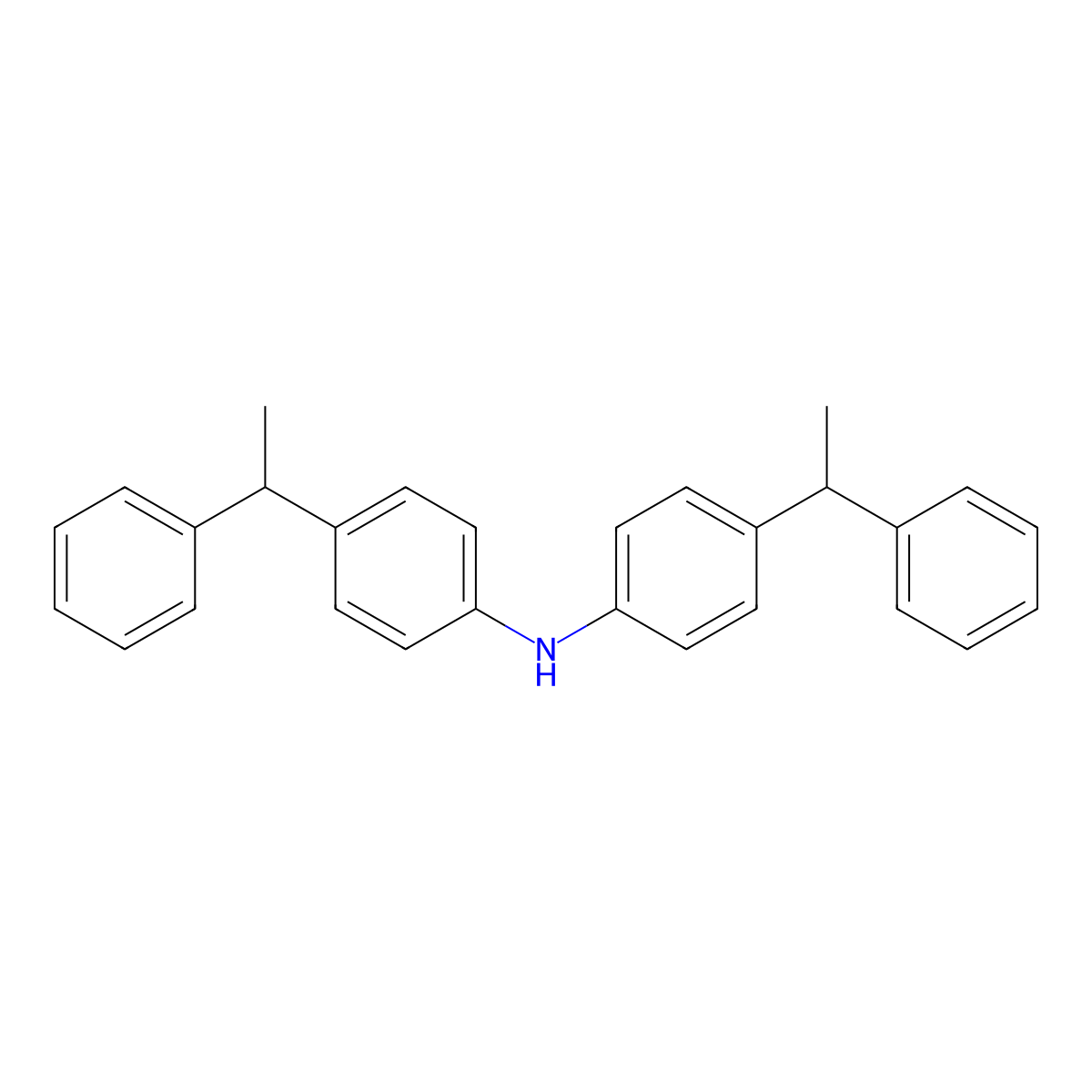 4-(1-Phenylethyl)-N-(4-(1-phenylethyl)phenyl)benzenamine molecular structure, CAS 60160-25-0