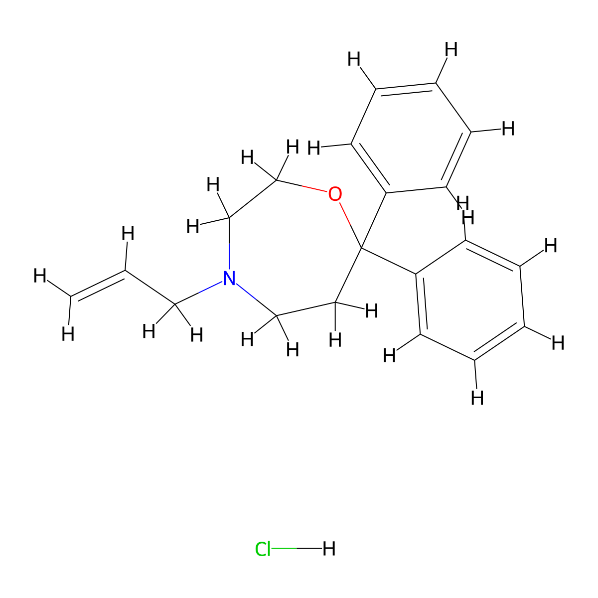 4-Allyl-7,7-diphenyl-1,4-oxazepane hydrochloride molecular structure, CAS 60162-94-9