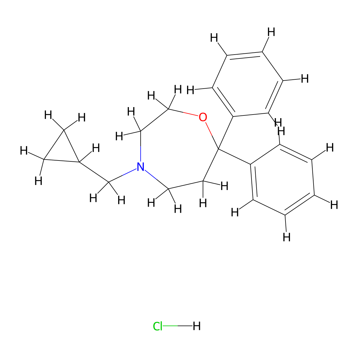 4-(Cyclopropylmethyl)-7,7-diphenyl-1,4-oxazepane hydrochloride molecular structure, CAS 60163-06-6